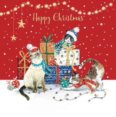 Happy Christmas Kittens With Presents