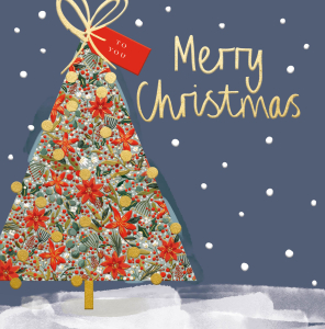 BOX LRG SQ Classic Merry Christmas Tree Superior