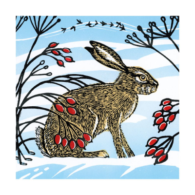 BOX SML SQ Snow Hare