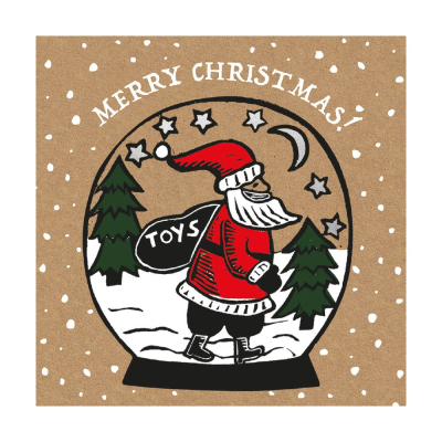 BOX SML SQ Santa Snow Globe