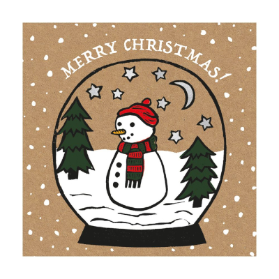 BOX SML SQ Snowman Snow Globe