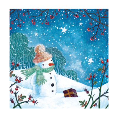 BOX SML SQ Snowmans Gift
