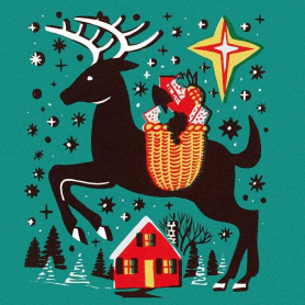 BOX SML SQ Reindeer Illustration