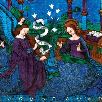 BOX SML SQ Annunciation In Blue