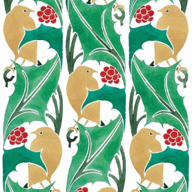 BOX LRG SQ Robins Holly And Red Berries