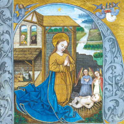 BOX LRG SQ Virgin And Child Manuscript