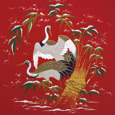 BOX LRG SQ Cranes In The Snow