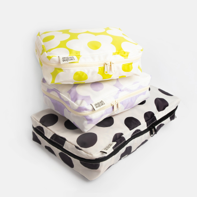 Mono Spot And Flower Set Of 3 Packing Cubes|Caroline Gardner