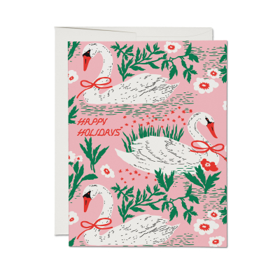Holiday Swans SPOT Card|Red Cap Cards