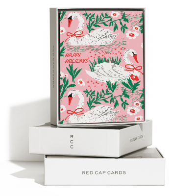 Holiday Swans SPOT Boxed Set|Red Cap Cards