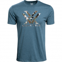 Vortex Men's T-Shirt: Steel Blue Heather Camo Logo