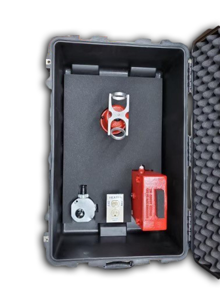 Portable centrifuge and preheater installed together in a Pelican-style equipment case