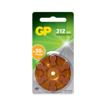 GPZA312F-TGSBDB6  312 Hearing Aid Zinc-Air Battery GP (Pkg of 6) (Not Taxable)