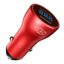 CLEC-914R   Red USB Charger 2.4A QC3.0 for 12V Socket LCD