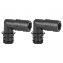 20381-010   Flojet Fitting Quad Port to 90&deg; Elbow 3/4" Hose Barb (Pair)