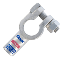 QC406301-2001N  Terminal de batterie SAE, pince droite, &agrave; souder, 1 et 2 AWG, n&eacute;gative, cuivre