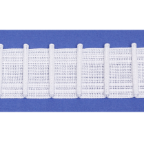 Manhattan 1:2.5 white romain ring velour tape, pencil pleat with loop back, 2" (50mm), 50 meter roll