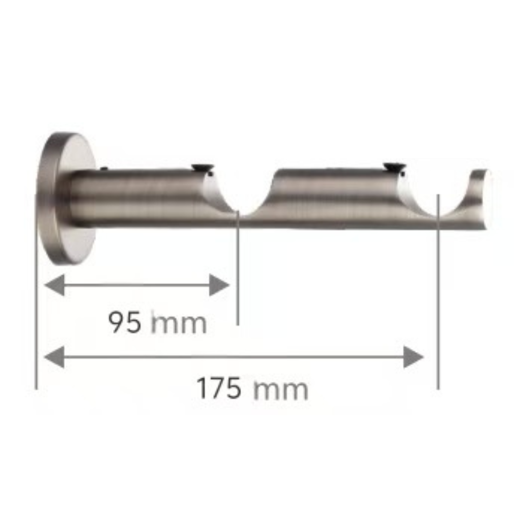 Double tubular wall bracket for 1⅛