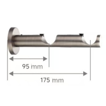Double tubular wall bracket for 1⅛" (28mm) curtain rods