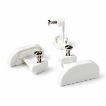 Embout pour rail DS, avec vis, blanc. Ripplefold. Espace pour chariots : 14,5 mm.