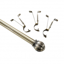 Ensemble de p&ocirc;le extensible de 66-108" Le "W", 1⅛" (28mm) de diam&egrave;tre, laiton antique