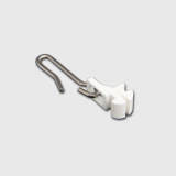 White plastic carrier with metal hook
