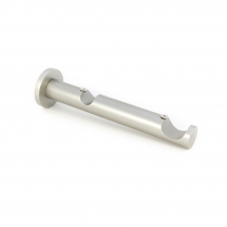 Double tubular wall bracket, for rods of 1⅛" and &frac34;". Wall to opening 2&frac34;", opening to opening 4&frac12;"