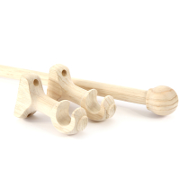 Wood pole set with ball finials and brackets, ⅞" diameter