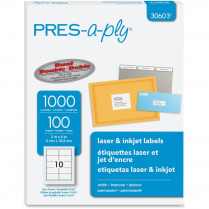 PRES-a-ply&reg; Permanent Laser/Inkjet Labels 2" x 4" 1,000/box