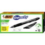 BIC&reg; Gel-ocity&reg; Long-Lasting Retractable Gel Pens 0.7 mm Black 12/box