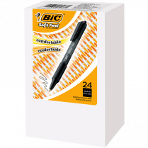 Bic&reg; SoftFeel&reg; Retractable Ball Point Pen Medium Point Black 24/box