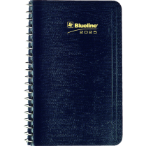 Blueline&reg; Essential Daily Diary Spiral Bound Soft Cover 6" x 3-1/2" Bilingual Blue