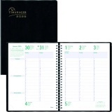 Blueline&reg; Timanager&reg; Weekly Business Diary Twin Wire Soft Cover 10-1/4" x 7-5/8" English Black
