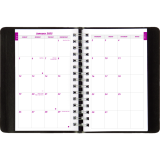 Brownline&reg; Essential PlannerPlus Daily Diary Twin Wire Soft Cover 5" x 8" English Black