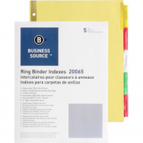 Business Source Reinforced Tab Indexes Colours 5 Tabs