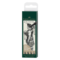 Faber-Castell Pitt Artist Pens India Ink Black 4/Set