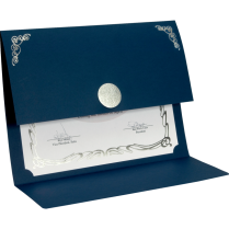 St. James&reg; Elite Medallion Fold Certificate Holder Blue with Gold Medallion 5/pkg