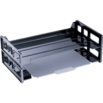Victor Korr Side-Loading Stacking Trays Legal Black 2/pkg
