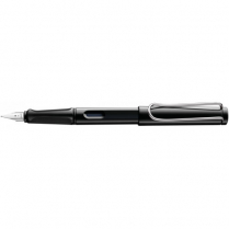 Lamy Safari Fountain Pen Shiny Black Body Fine Point Blue Ink