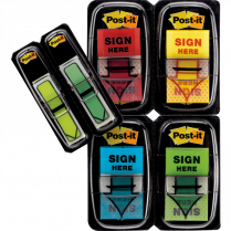 Post-it&reg; Flags Sign Here Value Pack with 48 Bonus 1" 50 flags per dispenser Assorted Clolours 4 dispensers/pkg