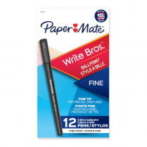Paper Mate&reg; Write Bros.&reg; Stick Pens Fine Point Black 12/box