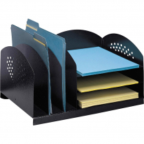 Safco&reg; Steel Combination Desk Rack 6 Section Horizontal Black