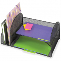 Safco Onyx 2 Upright / 2 Tray Mesh Desk Organizer