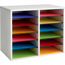Safco&reg; Wood Adjustable Literature Organizer 12 Compartment Grey