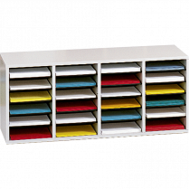Safco&reg; Wood Adjustable Compartment Literature Organizer 24 Compartment Grey