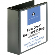 Business Source Locking D Ring Binder 4" Black