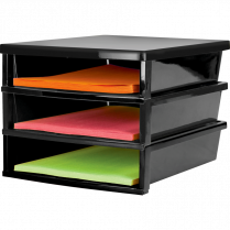 Storex&reg; Quickstack Literature Organizer 3 Compartments Black