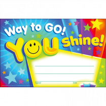 Trend&reg; Recognition Awards Way to Go! You Shine! 5-1/2 x 8-1/2 30/pkg