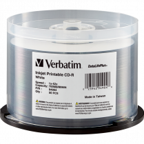 Verbatim&reg; DataLifePlus&reg; CD-Rs 52X 80 min 700 MB Printable White 50/spindle