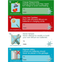 4 gift tags with lithium ion safety messaging (50/pack)